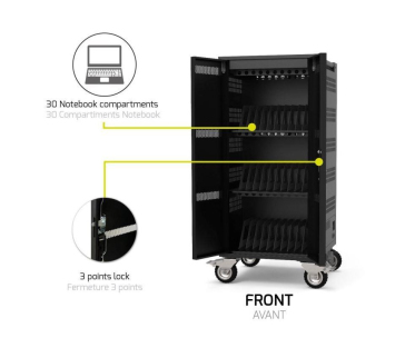 PORT nabíjecí skříňka pro 30 notebooků + 1 Rack U19", černá