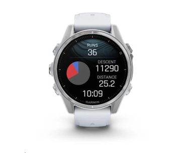 Garmin fenix® 8 – 43 mm, AMOLED, Silver / Whitestone se silikonovým řemínkem.