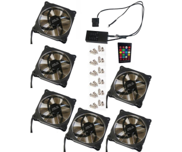 EUROCASE ventilátor RGB 120mm (Ring type), set 6ks + controller