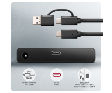 AXAGON ADSA-FPX, USB-C 10Gbps - SATA 6G, 2.5"/3.5" SSD/HDD FAST PORT X adaptér, vč. AC napáječe