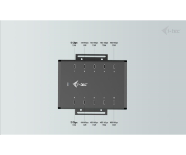 i-tec USB-C/USB-A Metal Charging + data HUB, 15W per port, 10x USB-C