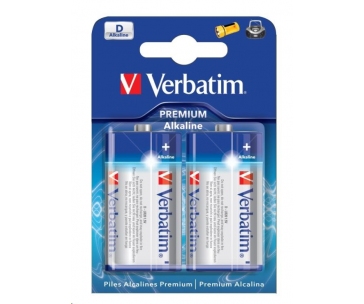 VERBATIM Alkalické baterie D,  2 PACK / LR20