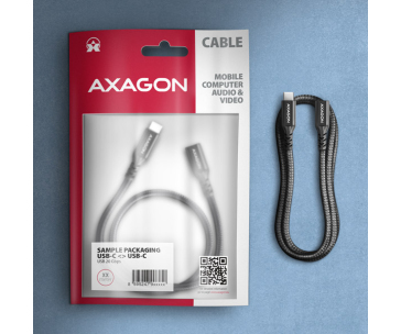 AXAGON BUCM32-CF05AB prodlužovací kabel USB-C (M) <-> USB-C (F), 0.5m, USB 20Gbps, PD 240W 5A, 8K HD, ALU, oplet, černý