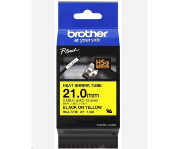 BROTHER smršťovací bužírka - HSE-651E žlutá pro H300 H500 E550 P700 P750 D800 P900 P950 - 21mm / 4,2-13,5mm / 3:1