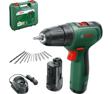 BOSCH EasyDrill 1200 akumulátorový vrtací šroubovák, 30 Nm, 10mm rychloupínací sklíčidlo, 2x akumulátor PBA 12V 1.5Ah