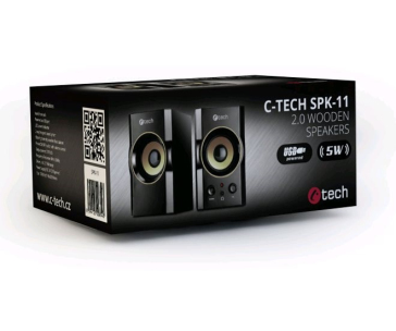 BAZAR C-TECH repro SPK-11, 2.0, dřevěné, černo-zlaté, USB - POŠKOZENÝ OBAL