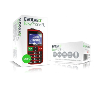 EVOLVEO Mobilní telefon pro seniory s nabíjecím stojánkem EasyPhone FL, červená