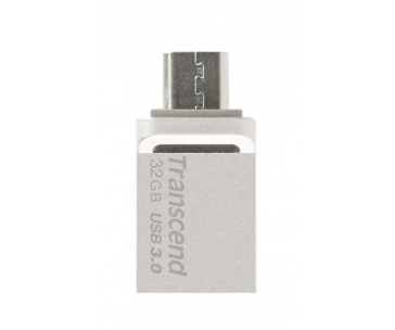 TRANSCEND Flash Disk 32GB JetFlash®880S, USB 3.0/micro USB (R:90/W:20 MB/s) stříbrná