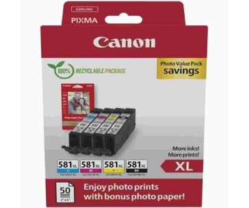 Canon CARTRIDGE CLI-581XL BK/C/M/Y fotopapír PP-201 pro PIXMA TS615x, TS625x, TS635x, TS815x  (400 str.)