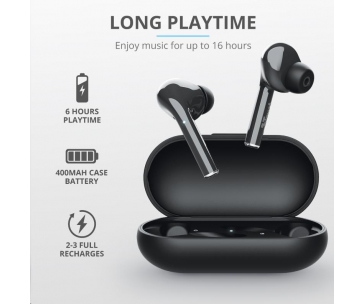 TRUST sluchátka Nika Touch Bluetooth Wireless Earphones - black