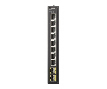 D-Link DIS-100G-10S Průmyslový Gigabit unmanaged switch, 8x GbE, 2x SFP, DIN