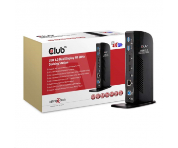 Club3D Dokovací stanice USB-A nebo USB-C Dual Display 4K60Hz (6x USB 3.0/2x DP/Ethernet/USB-B/2x audio)