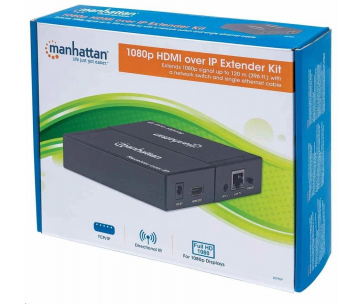 Manhattan HDMI rozdělovač, Extends 1080p Signal up to 120m with a Network Switch and Single Ethernet Cable, černá