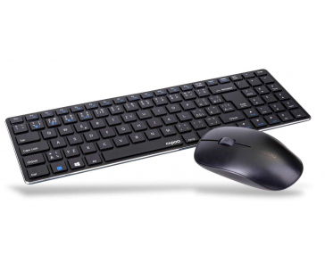 RAPOO set klávesnice+myš 9300M, Wireless Multi-Mode Slim Mouse and Ultra-Slim Keyboard, černá