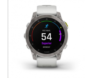 Garmin epix Sapphire, Titan/ White Silicone Band