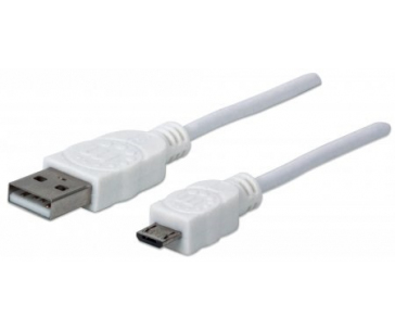 MANHATTAN Kabel propojovací USB 2.0  A Male / Micro-B Male, 1.8m, bílý