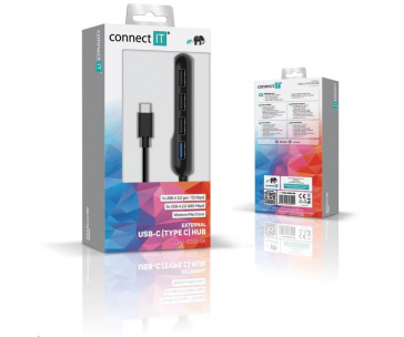 CONNECT IT USB-C hub USB 3.0, externí, černý