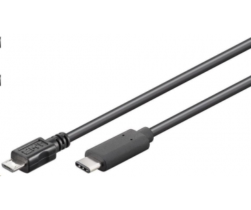 PremiumCord Kabel USB 3.1 konektor C/male - USB 2.0 Micro-B/male, černý, 0,6m