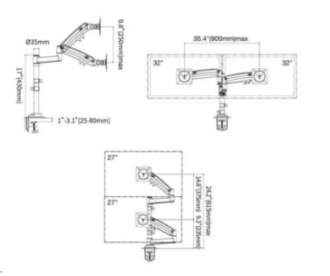 Kancelářský držák 2 monitorů Fiber Mounts H180B