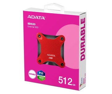 ADATA Externí SSD 512GB SD620, USB Micro-B, USB 3.2 Gen 2, R:520/W:460MB/s, červená