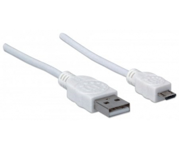 MANHATTAN Kabel propojovací USB 2.0  A Male / Micro-B Male, 1.8m, bílý