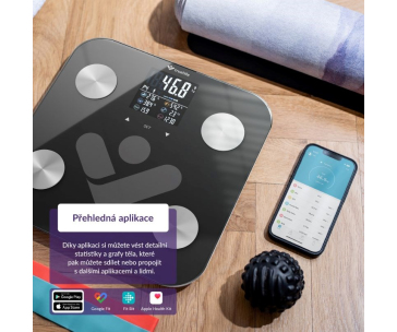 TrueLife FitScale W6 BT - Bioelektrická impedanční bluetooth váha - černá