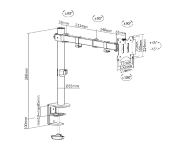 Kancelářský držák monitoru Fiber Mounts M8C83