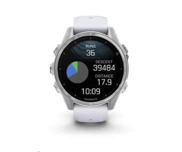 Garmin fenix® 8 – 43 mm, AMOLED, Silver / Whitestone se silikonovým řemínkem.