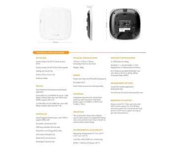 Aruba Instant On AP12 (RW) 3x3 11ac Wave2 Indoor Access Point (R2X01A)