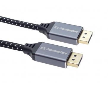 PREMIUMCORD Kabel DisplayPort 1.4 přípojný kabel, kovové a zlacené konektory, 1m