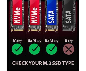 AXAGON EEM2-GAM, USB-C 10Gbps - NVMe & SATA SSD GAME M.2 box, bezšroubkový