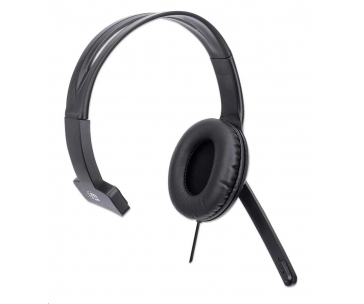 MANHATTAN Sluchátka s mikrofonem Mono USB Headset, černá