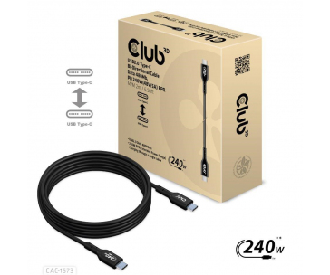 Club3D kabel USB-C, Oboustranný USB-IF Certifikovaný data kabel, Data 480Mb,PD 240W(48V/5A) EPR M/M 2m