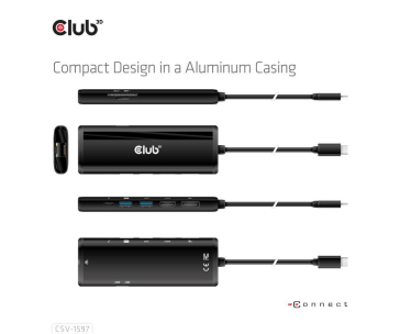 Club3D Dokovací stanice USB-C, 8-in-1 MST Dual (1x HDMI/1x DP) 4K60Hz, Display Travel Dock