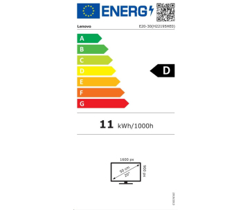 LENOVO LCD E20-30 - 19.5”,TN,matný,16:9,1600x900,170/160,2ms,250cd/m2,1000:1,HDMI,VGA,VESA