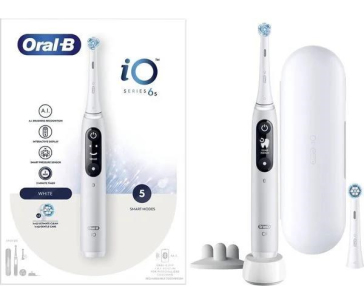 Oral-B iO Series 6s elektrický zubní kartáček, časovač, tlakový senzor, 5 programů, aplikace Oral-B, bílá