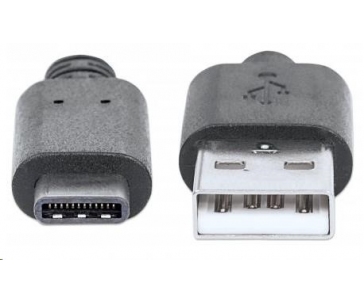 MANHATTAN Kabel USB 2.0 C, C Male / A Male, 1m, černý