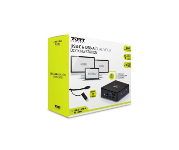 PORT dokovací stanice 8v1 USB-C, USB-A, dual video, HDMI, Ethernet, audio, USB 3.0