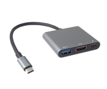 PremiumCord Adaptér USB-C na HDMI + USB3.0 + PD, rozlišení 4K a FULL HD 1080p