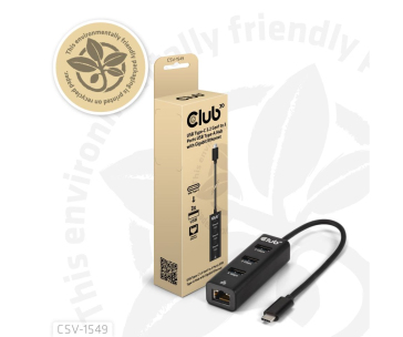 Club3D hub USB-C 3.2 na 3xUSB-A 3.2 + RJ45 1Gbps