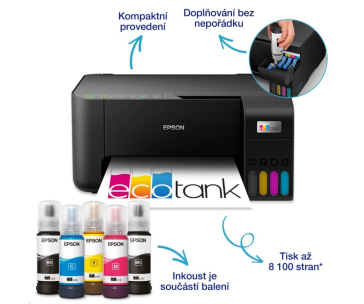 EPSON tiskárna ink EcoTank L3270, 5760x1440dpi, A4, 33ppm, USB, Wi-Fi, sken