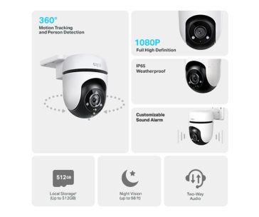 TP-Link Tapo C500 venkovní kamera, (5MP, PTZ, Full HD 1080p, WiFi, IR 30m)