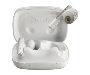 Poly Voyager Free 60 MS Teams bluetooth headset, BT700 USB-C adaptér, nabíjecí pouzdro, bílá