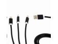 GEMBIRD Kabel USB A Male/Micro B + Type-C + Lightning, 1m, opletený, černý, blister