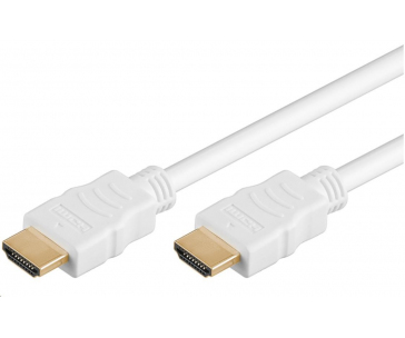 PremiumCord HDMI High Speed + Ethernet kabel, zlacené konektory, 1.5m, bílý