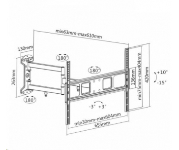 Fiber Mounts AX798 - výsuvný, otočný a sklopný držák Tv -  držák