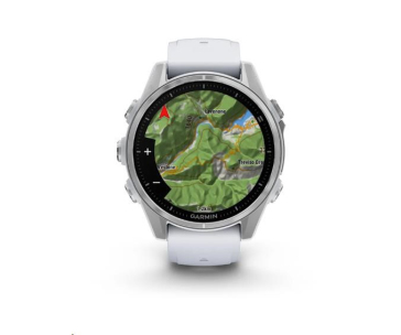 Garmin fenix® 8 – 43 mm, AMOLED, Silver / Whitestone se silikonovým řemínkem.