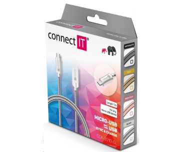 CONNECT IT Wirez Steel Knight Micro USB - USB, metallic silver, 1 m