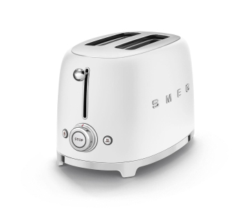 Smeg TSF01WHMEU toustovač / topinkovač, 2 toasty, 6 úrovní opékání, zásuvka na drobky, styl. 50. let, matně bílá