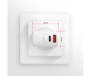 AXAGON ACU-PQ22W, PD & QC nabíječka do sítě 22W, 2x port (USB-A + USB-C), PD3.0/QC3.0/AFC/FCP/Apple, bílá